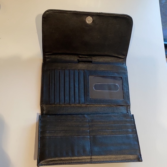 Western Cowgirl Wallet Billfold Leather Cross Turquoise Black Credit Card Holder - Picture 3 of 7